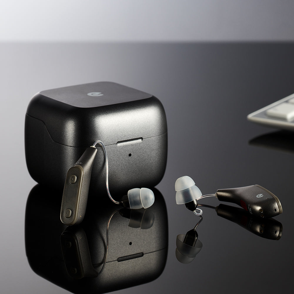Techmi FacePro Dark Grey Bluetooth RIC hearing aids with app control