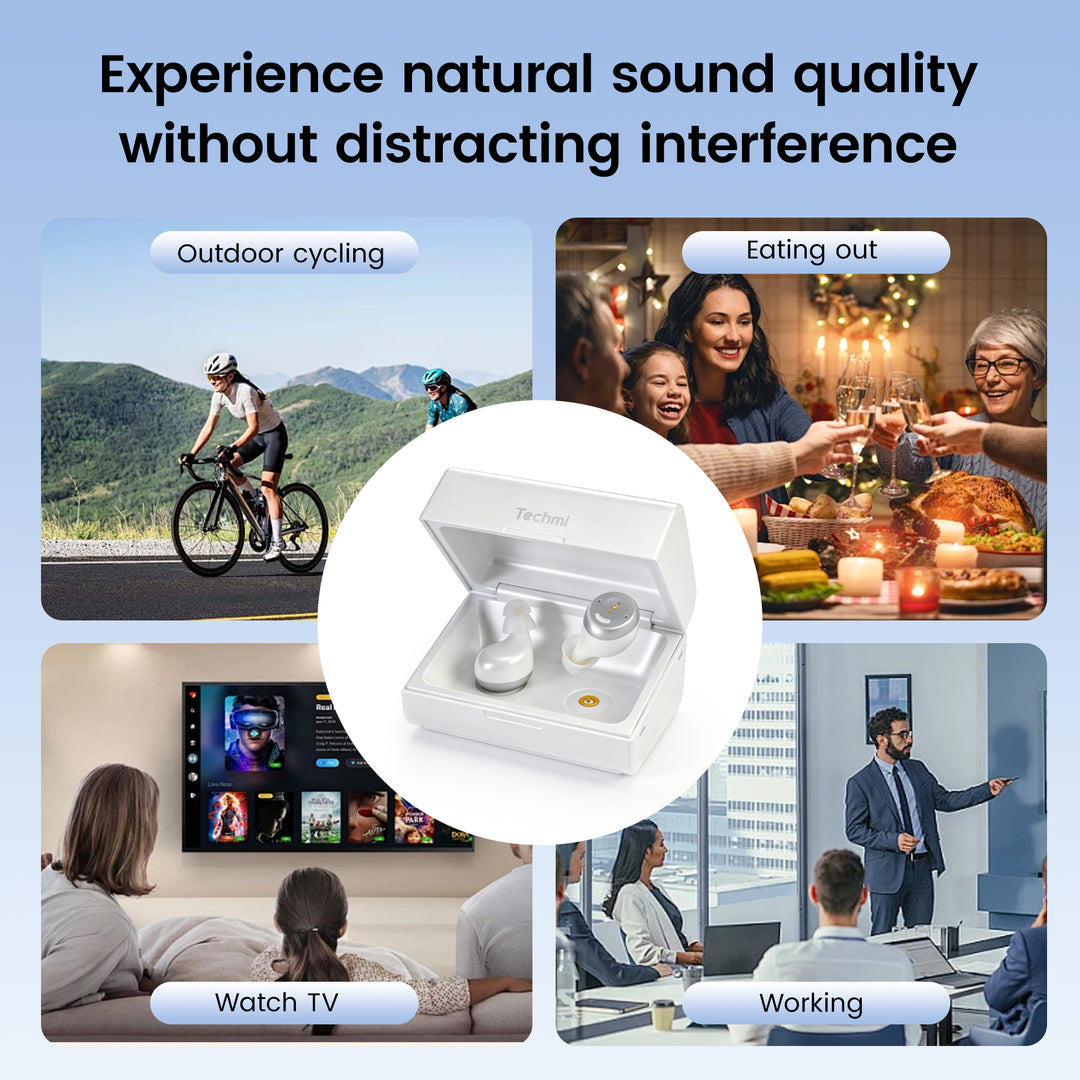 Techmi Match: OTC-Hörgeräte im Ohr mit Bluetooth 5.3 | 43 dB Verstärkung & App-Steuerung