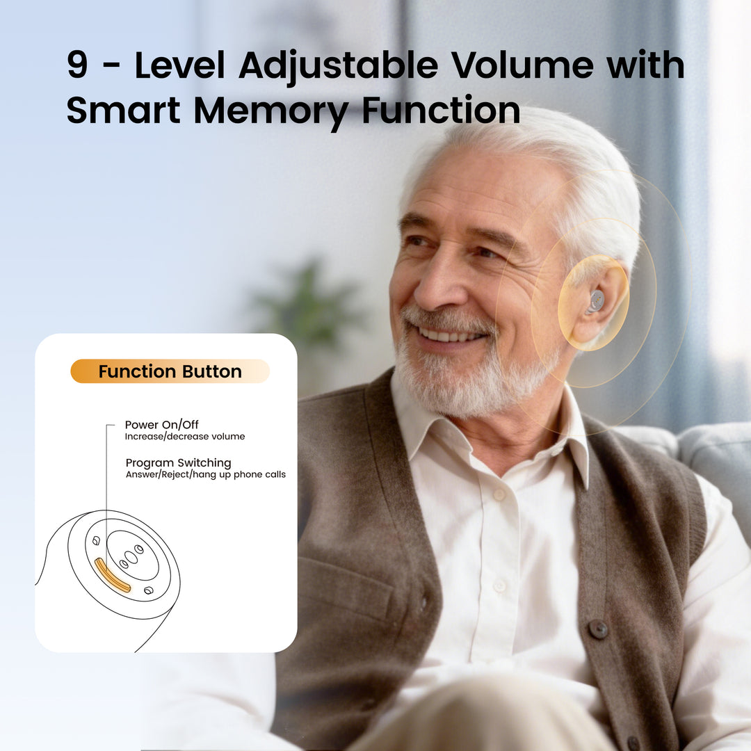 Techmi Match: OTC-Hörgeräte im Ohr mit Bluetooth 5.3 | 43 dB Verstärkung & App-Steuerung